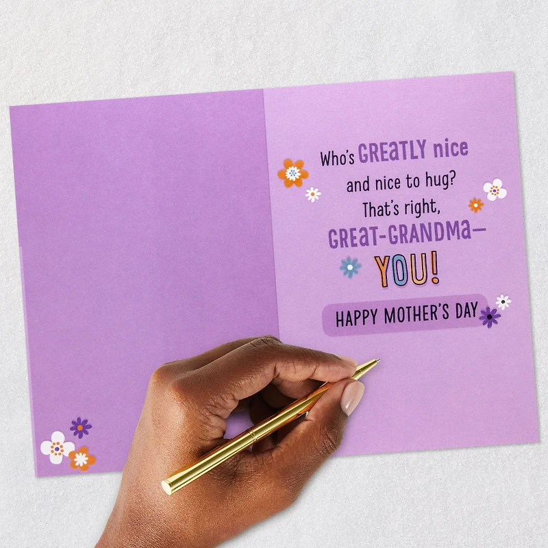 Greatly Nice and Nice to Hug Mother's Day Card for Great-Grandma from Kids for only USD 5.59 | Hallmark