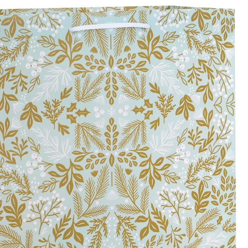20" Gold Winter Floral on Light Blue Jumbo Christmas Gift Bag for only USD 5.99 | Hallmark