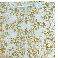 20" Gold Winter Floral on Light Blue Jumbo Christmas Gift Bag for only USD 5.99 | Hallmark