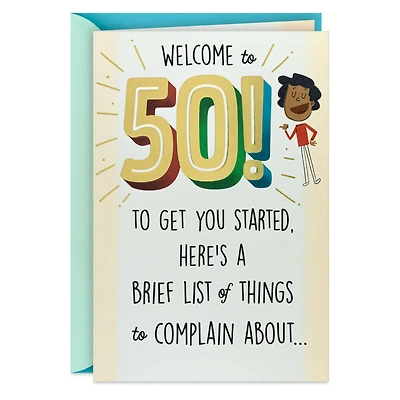 List of Things to Complain About Funny Pop-Up 50th Birthday Card for only USD 5.59 | Hallmark