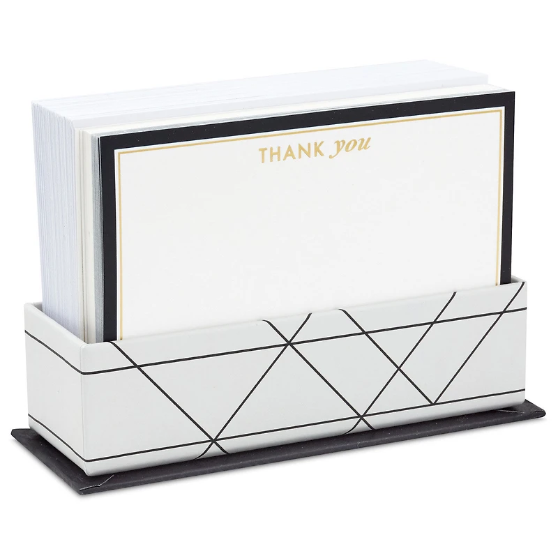 Black and Gold Blank Flat Note Cards in Caddy, Pack of 40 for only USD 14.99 | Hallmark