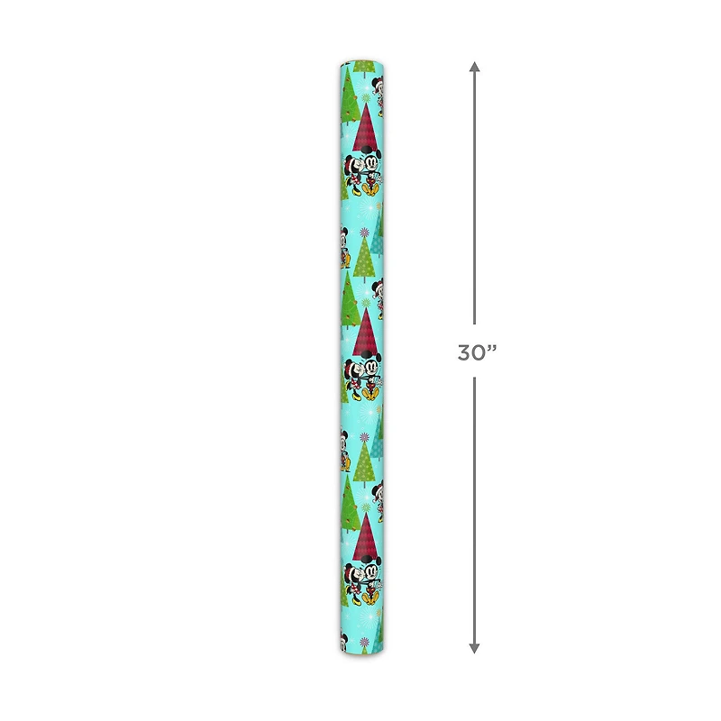 Disney Vintage Mickey and Minnie on Blue Christmas Wrapping Paper Roll, 25 sq. ft. for only USD 4.99 | Hallmark