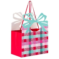 7.3" Colorful Check With Die-Cut Bow Medium Holiday Gift Bag for only USD 4.99 | Hallmark