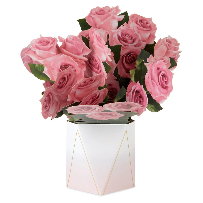 Jumbo Pink Rose Bouquet in Vase 3D Pop-Up Valentine's Day Card for only USD 12.99 | Hallmark