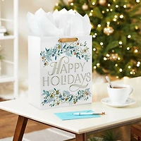13" Happy Holidays Garlands on White Large Gift Bag for only USD 4.49 | Hallmark