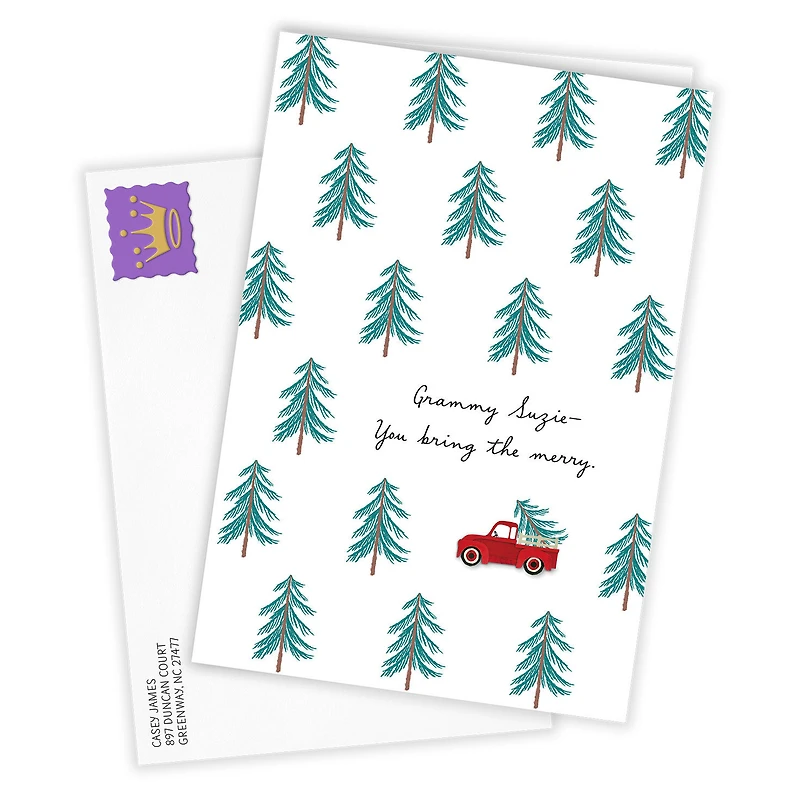 Personalized Red Truck With Trees Christmas Card for only USD 4.99 | Hallmark