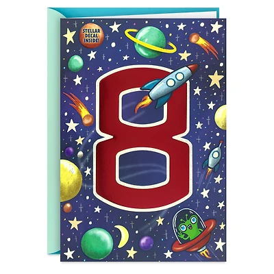 You're a Stellar Kid 8th Birthday Card With Alien Decal for only USD 4.99 | Hallmark