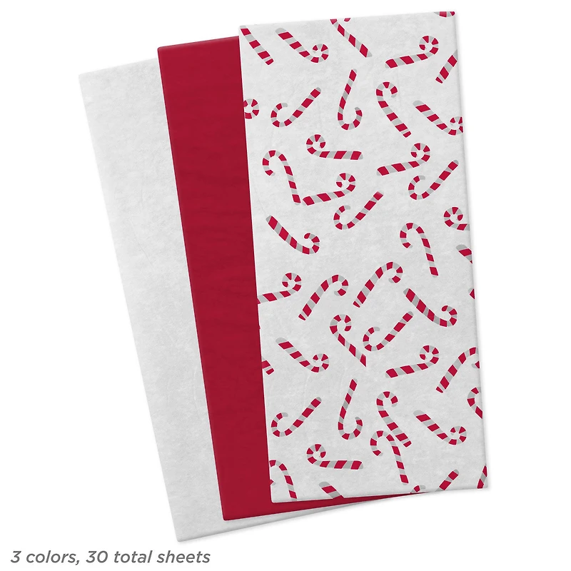 Candy Canes/Red/White 3-Pack Assortment Christmas Tissue Paper, 30 sheets for only USD 4.49 | Hallmark