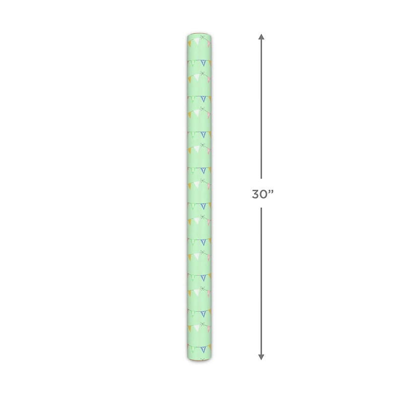 Hello Baby Pennants on Mint Green Wrapping Paper Roll, 20 sq. ft. for only USD 4.99 | Hallmark