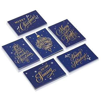 Gold Foil on Navy Boxed Christmas Cards Assortment, Pack of 72 for only USD 24.99 | Hallmark