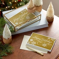 Snowflakes and Script on Gold Boxed Christmas Cards, Pack of 16 for only USD 15.49 | Hallmark