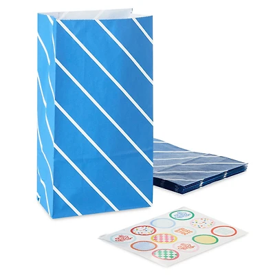 Bold Blue Stripes 8-Pack Paper Goodie Bags With Stickers for only USD 6.29 | Hallmark