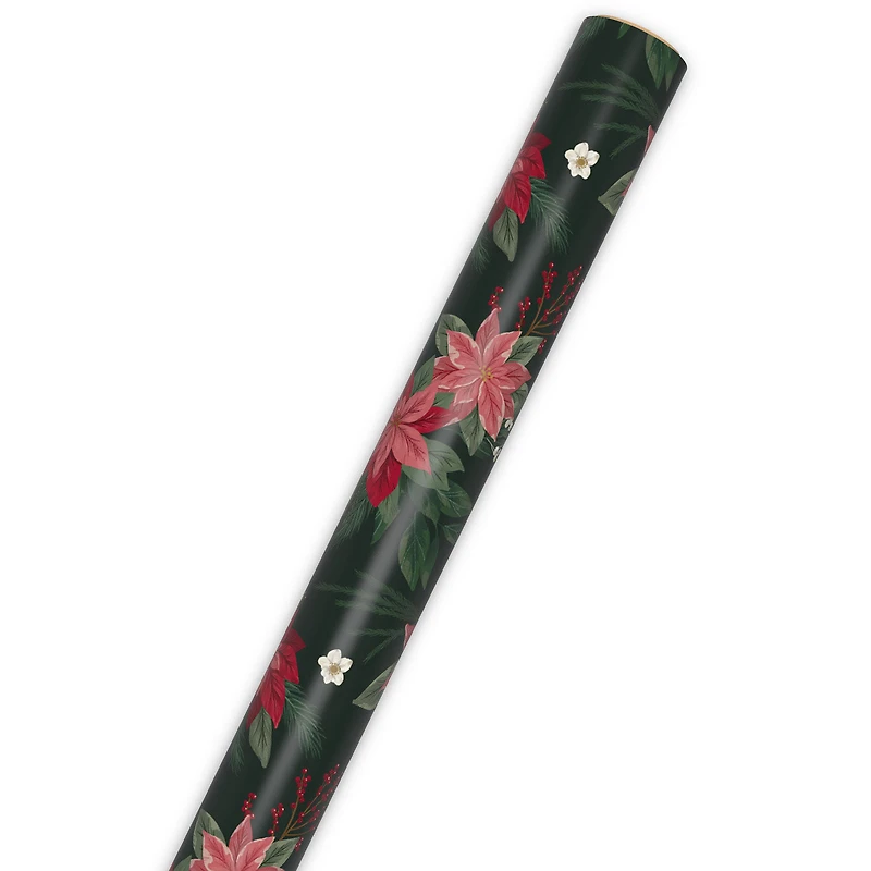 Poinsettias on Black Christmas Wrapping Paper Roll, 35 sq. ft. for only USD 4.99 | Hallmark