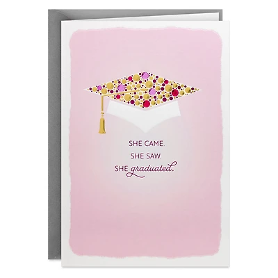 Sparkly Pink and Gold Mortarboard Cap High School Graduation Card for Her for only USD 6.59 | Hallmark