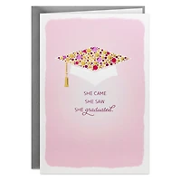 Sparkly Pink and Gold Mortarboard Cap High School Graduation Card for Her for only USD 6.59 | Hallmark