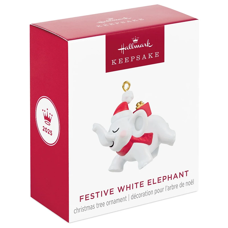 Mini Festive White Elephant Ornament, 1" for only USD 12.99 | Hallmark