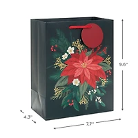 9.6" Red Poinsettia on Black Medium Christmas Gift Bag for only USD 3.49 | Hallmark
