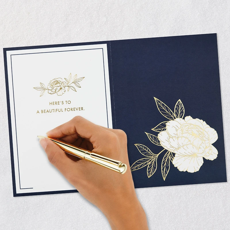 Navy and Gold Floral 3D Pop-Up Wedding Card for only USD 8.99 | Hallmark
