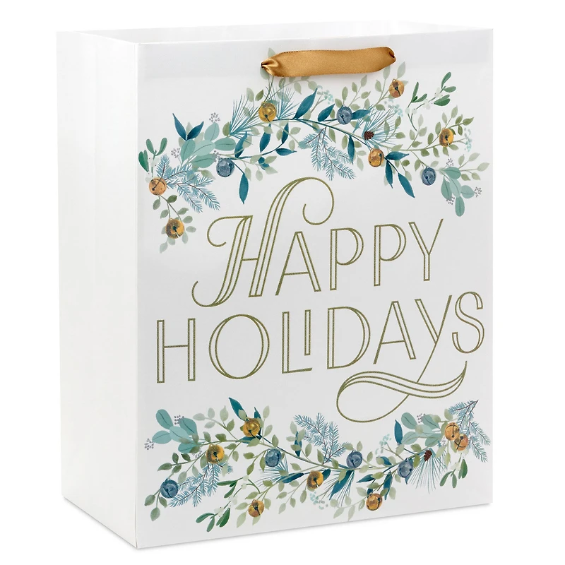 13" Happy Holidays Garlands on White Large Gift Bag for only USD 4.49 | Hallmark
