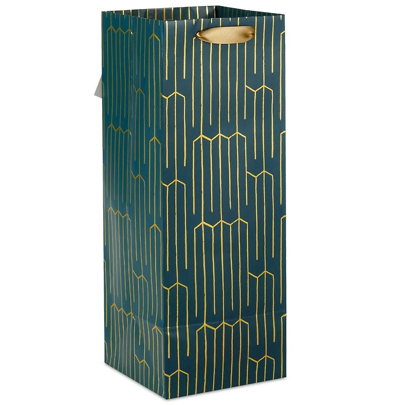 13" Gold Geometric on Teal Wine Gift Bag for only USD 4.49 | Hallmark