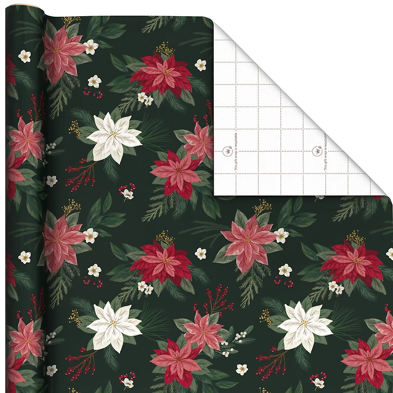 Poinsettias on Black Christmas Wrapping Paper Roll, 35 sq. ft. for only USD 4.99 | Hallmark