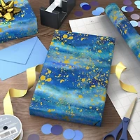 Blue Watercolor With Gold Splatter Wrapping Paper, 20 sq. ft. for only USD 4.99 | Hallmark