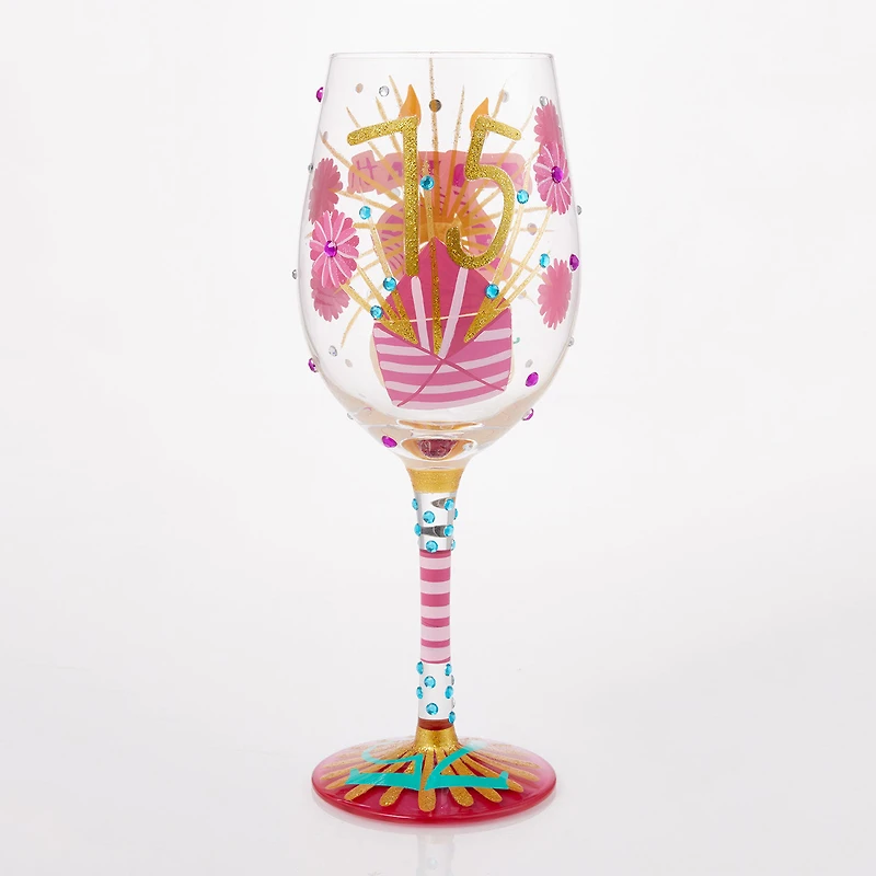 Lolita Happy 75th Birthday Handpainted Wine Glass, 15 oz. for only USD 34.99 | Hallmark