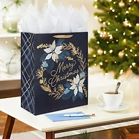 15.5" Merry Christmas Wreath on Navy Extra-Large Gift Bag for only USD 5.49 | Hallmark