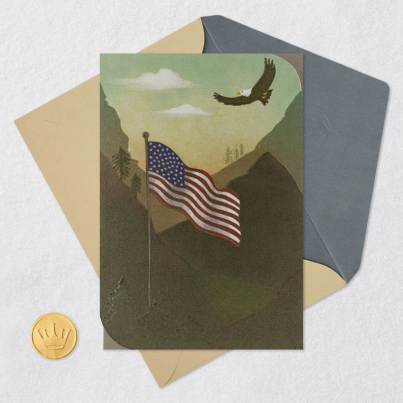 Bald Eagle Flying Over American Flag Blank Card for only USD 4.99 | Hallmark