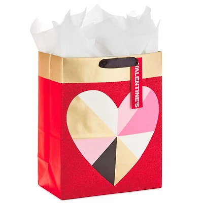 13" Geometric Heart Large Valentine's Day Gift Bag With Tissue Paper for only USD 7.49 | Hallmark