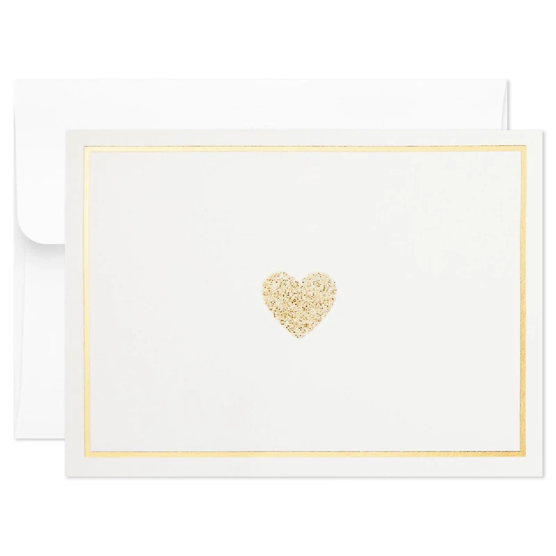 Glittery Gold Hearts Blank Note Cards, Box of 10 for only USD 9.99 | Hallmark