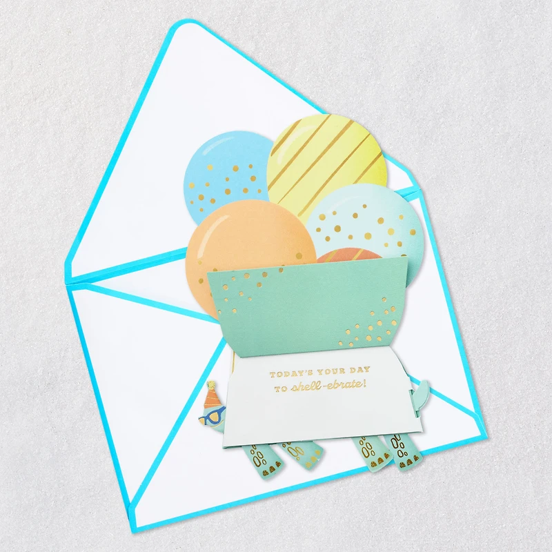 Turtle and Balloons Your Day to Shell-ebrate Papercraft Birthday Card for only USD 5.99 | Hallmark