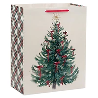 13" Evergreen With Red Bows on Cream Large Christmas Gift Bag for only USD 4.49 | Hallmark