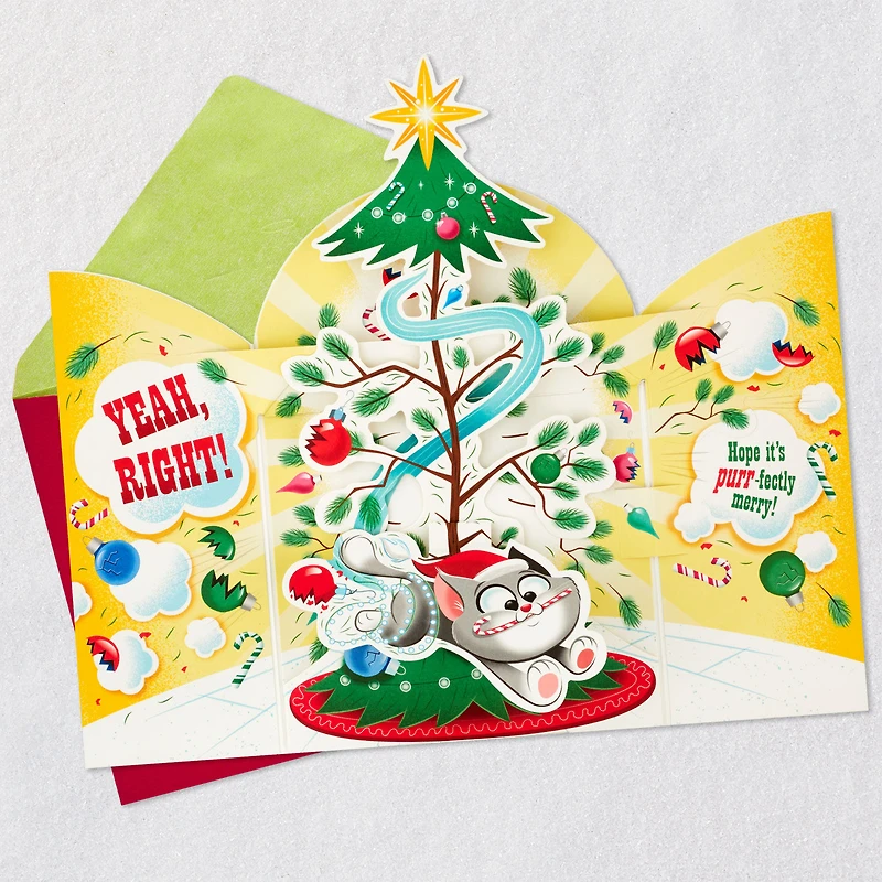 Cat Destroying Tree Funny Musical Pop-Up Christmas Card for only USD 8.99 | Hallmark
