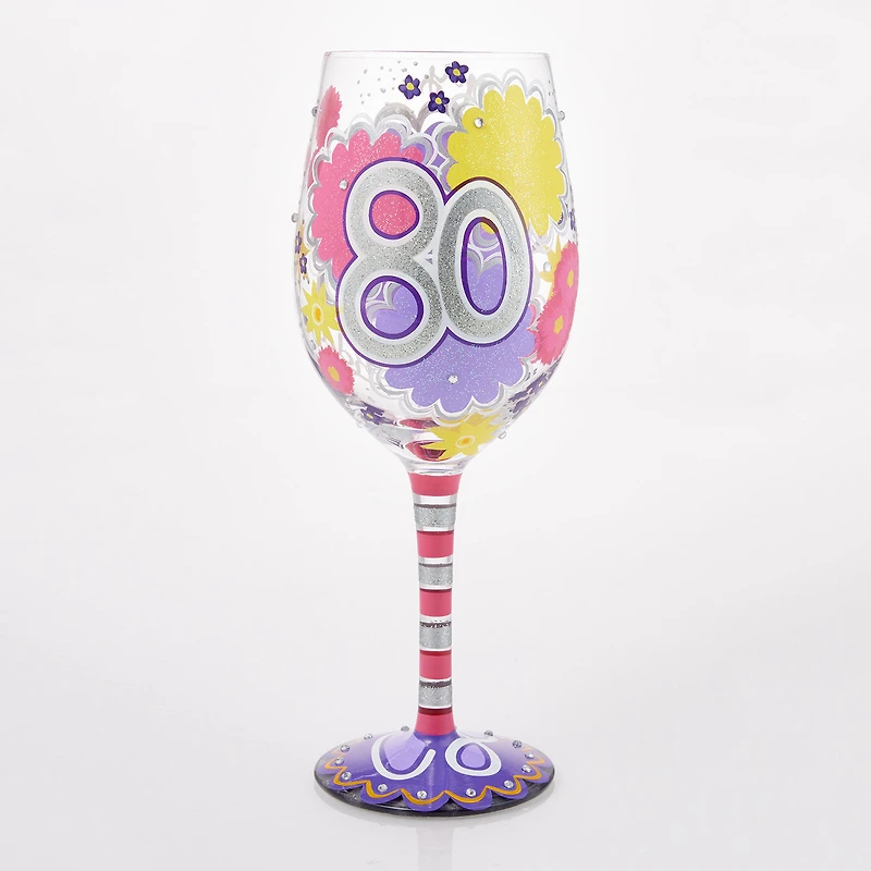 Lolita Happy 80th Birthday Handpainted Wine Glass, 15 oz. for only USD 34.99 | Hallmark