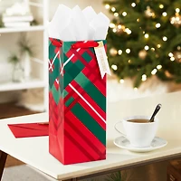 14" Red and Green Plaid Large Christmas Wine Gift Bag for only USD 4.49 | Hallmark