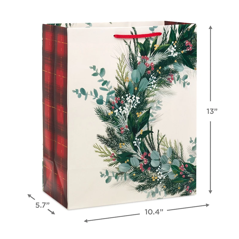 13" Winter Welcome Wreath Large Holiday Gift Bag for only USD 4.49 | Hallmark