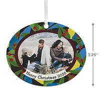 Holiday Holly Horizontal Oval Metal Personalized Ornament, Custom Photo and Text for only USD 17.99 | Hallmark