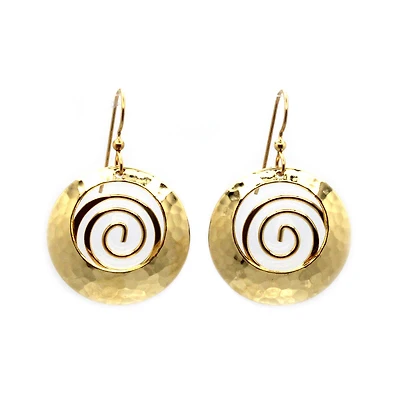 Silver Forest Hammered Gold Metal Drop Earrings With Coil for only USD 20.00 | Hallmark