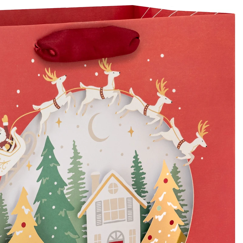 10.4" Santa's Sleigh Over House Shadow Box Large Square Christmas Gift Bag for only USD 9.99 | Hallmark