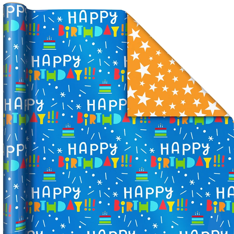 Bright Birthday 3-Pack Reversible Wrapping Paper for only USD 16.99 | Hallmark
