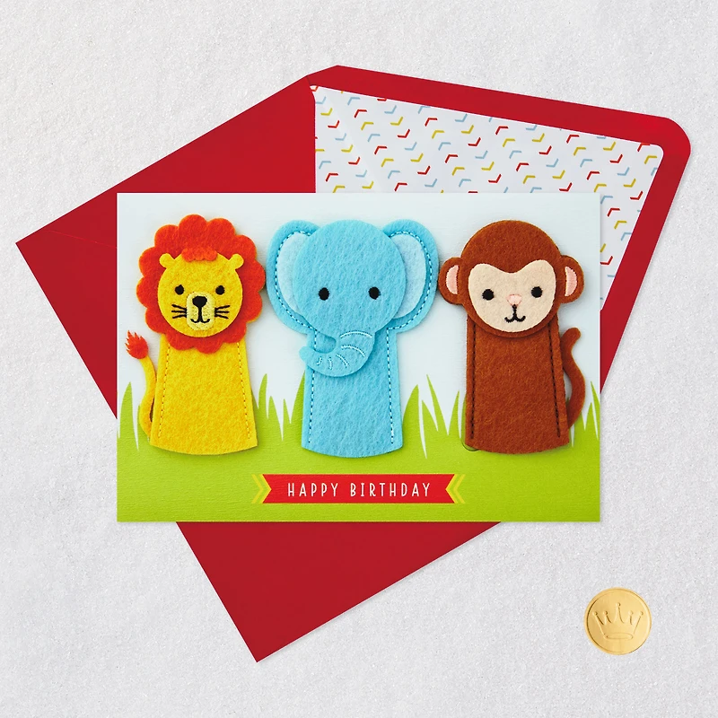 A Wild and Happy Day Birthday Card for Kids With Finger Puppets for only USD 8.59 | Hallmark