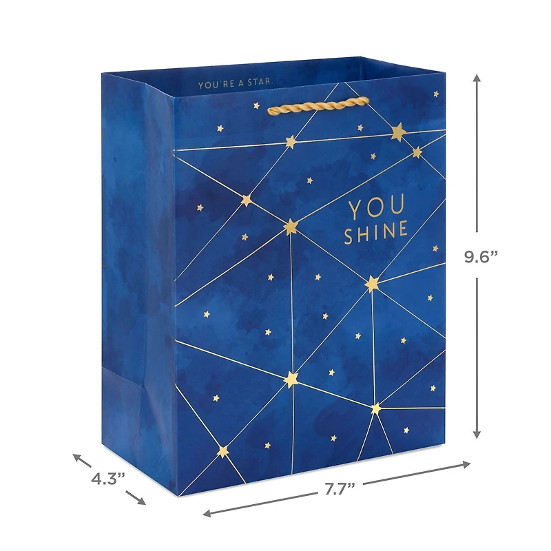 9.6" Gold Stars on Navy You Shine Medium Gift Bag for only USD 4.49 | Hallmark