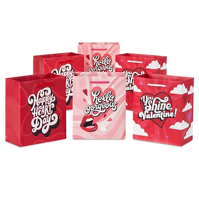 6.5" Pink and Red Retro 6-Pack Assorted Small Gift Bags for only USD 8.49 | Hallmark