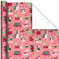 Cute Cats and Dogs on Pink Christmas Wrapping Paper Roll, 35 sq. ft. for only USD 4.99 | Hallmark