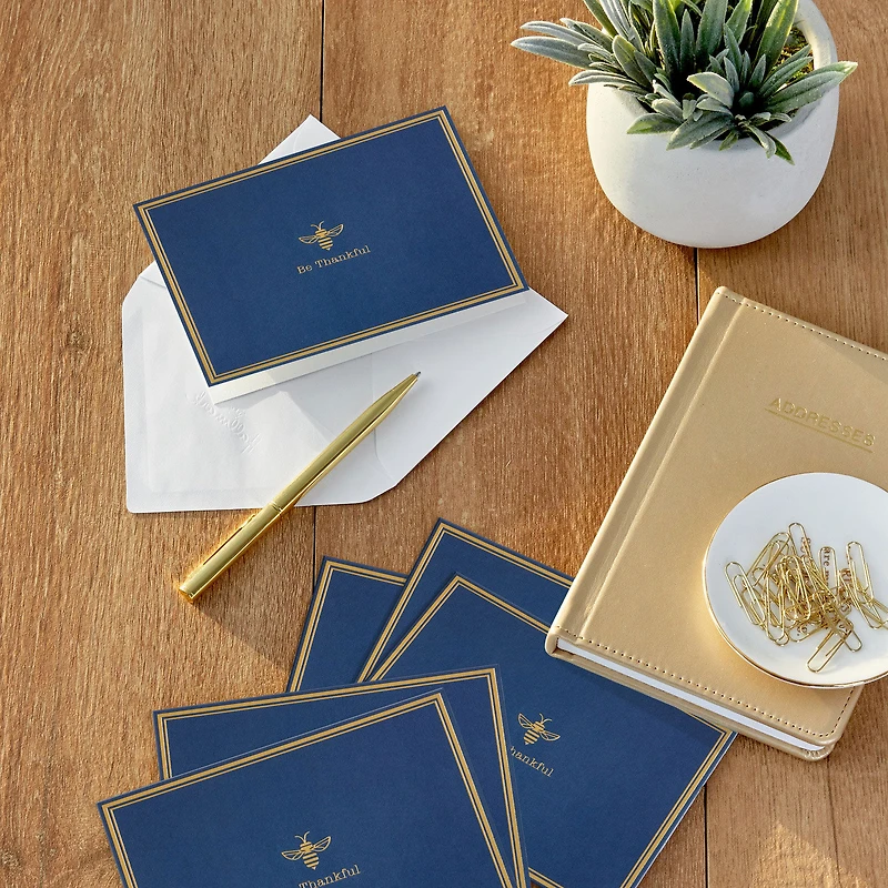 Gold Bee on Navy Blank Thank You Notes, Pack of 10 for only USD 10.49 | Hallmark