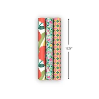 Florals and Geometric 3-Pack Wrapping Paper Mini Roll Bundle, 60 sq. ft. total for only USD 9.99 | Hallmark