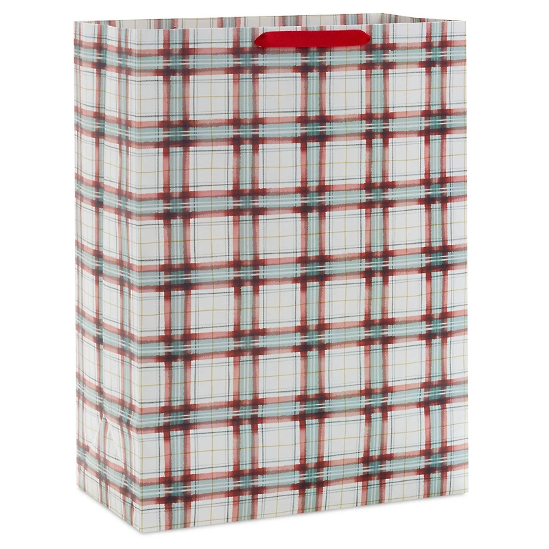 20" Farmhouse Plaid on White Jumbo Christmas Gift Bag for only USD 5.99 | Hallmark