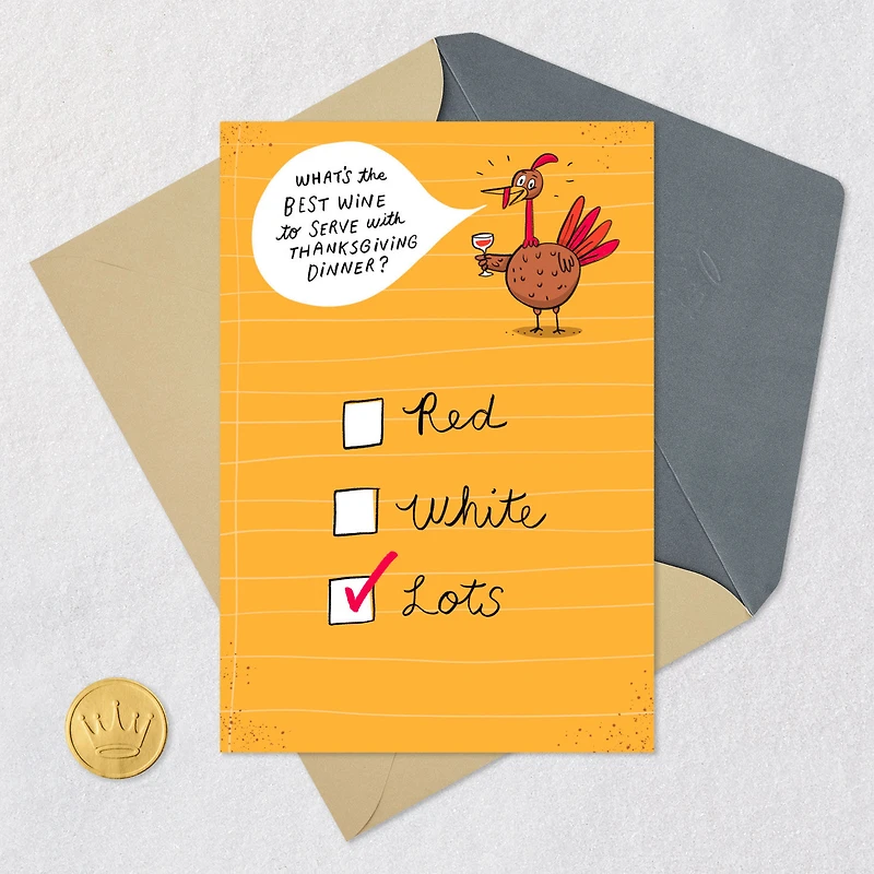 Lots of Fun and Wine Funny Thanksgiving Card for only USD 3.69 | Hallmark
