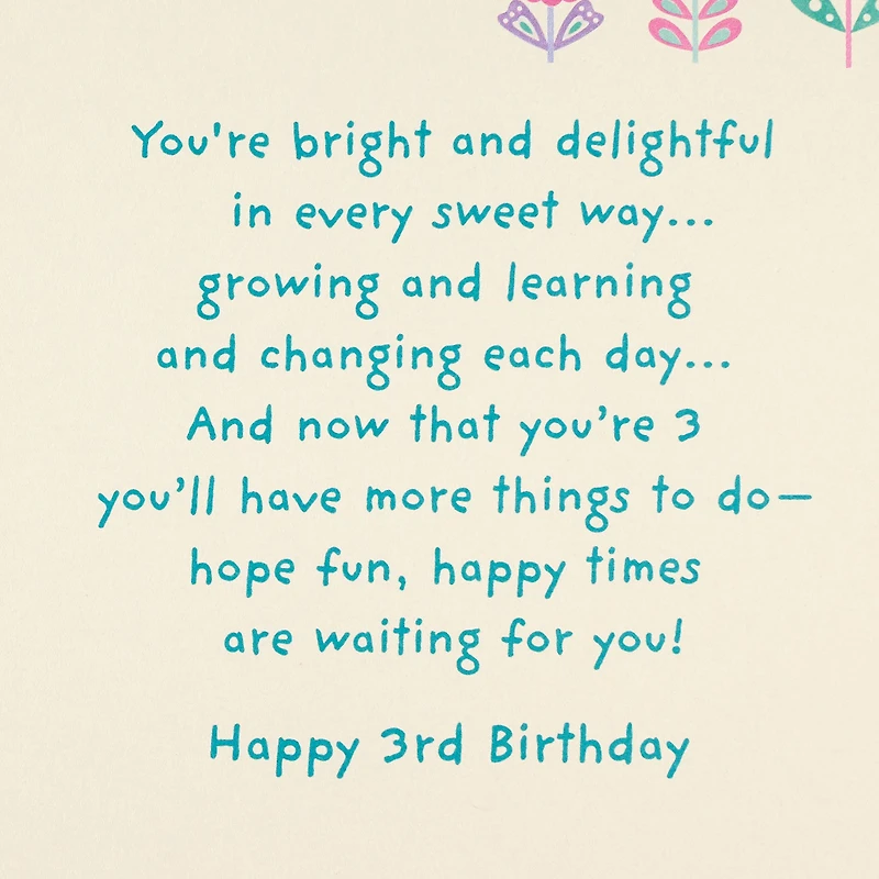 Bright and Delightful Butterfly 3rd Birthday Card With Sticker for only USD 4.59 | Hallmark